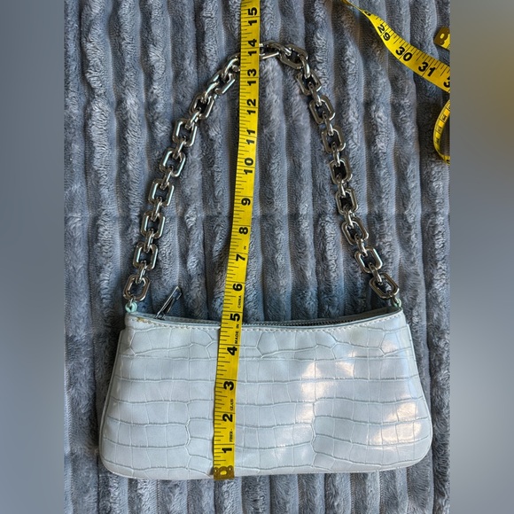 Zara Grey Croc pattern Silver Chain Shoulder Hand Bag - Picture 6 of 7